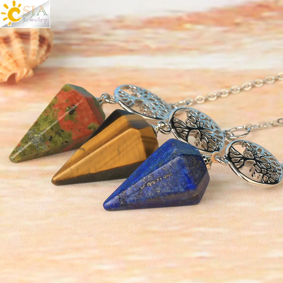 Natural stone pendulum necklace