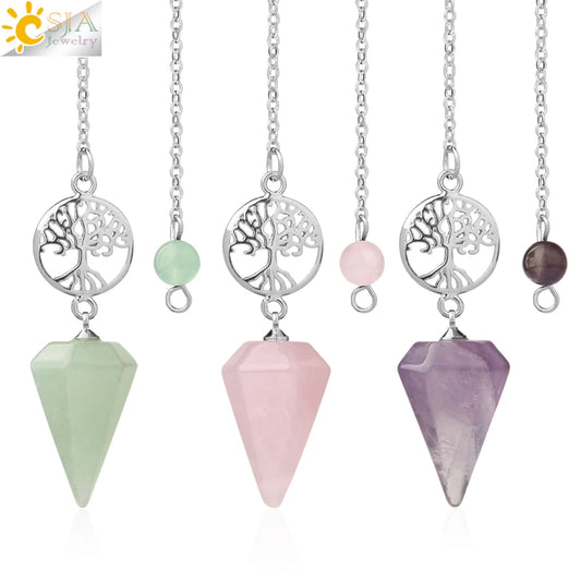 Natural stone pendulum necklace