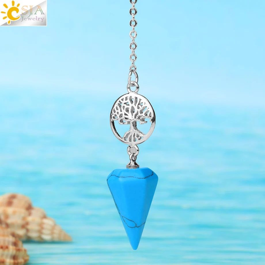 Natural stone pendulum necklace