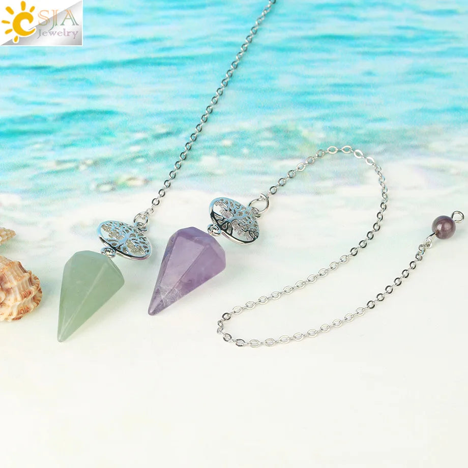 Natural stone pendulum necklace