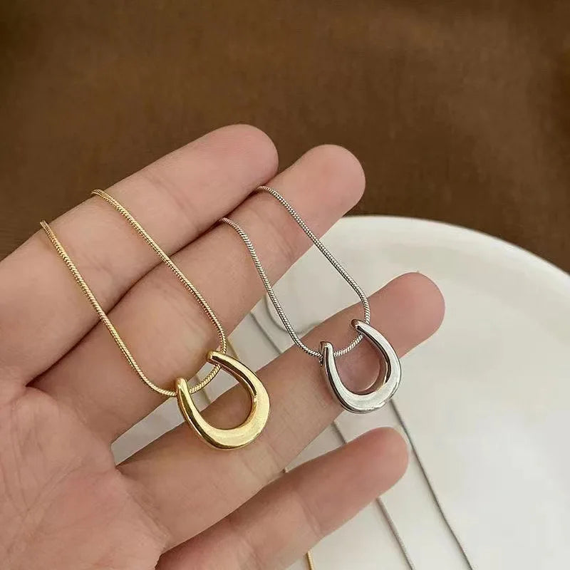 Stainless steel necklace with pendant - Horseshoe